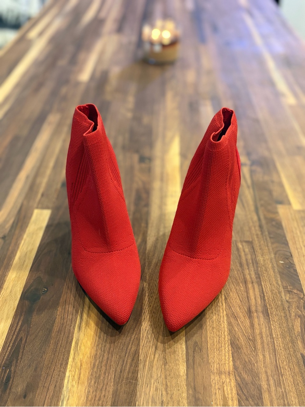 MIA Lipstick Red Pointed-toe Knit Booties Size 7